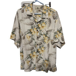 Seven Palm Mens Hawaiian Shirt 100% Silk Button Up Short Sleeve sz XL Cruise